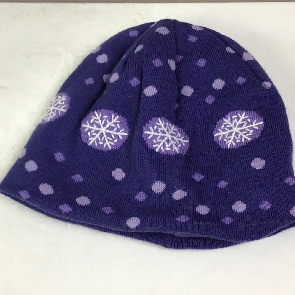 L.L. Bean Purple Snowflake Fleece Lined Girl’s Beanie Hat